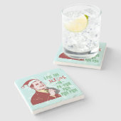 おもしろいなクリスマスのレトロの人の飲むラム酒の休日 ストーンコースター (横)