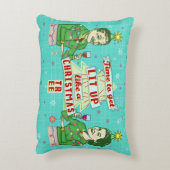 おもしろいなクリスマスのレトロの飲むユーモアのカップルのLit アクセントクッション (裏面(縦))