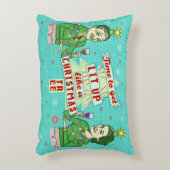 おもしろいなクリスマスのレトロの飲むユーモアのカップルのLit アクセントクッション (正面(垂直))