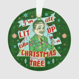おもしろいなクリスマスのレトロの飲むユーモアの人のLit オーナメント