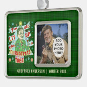 おもしろいなクリスマスのレトロの飲むユーモアの人のLit シルバープレートフレームオーナメント (左)