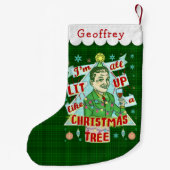 おもしろいなクリスマスのレトロの飲むユーモアの人のLit スモールクリスマスストッキング (裏面)