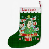 おもしろいなクリスマスのレトロの飲むユーモアの女性のLit スモールクリスマスストッキング (裏面)