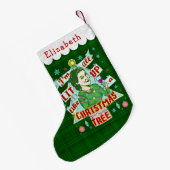 おもしろいなクリスマスのレトロの飲むユーモアの女性のLit スモールクリスマスストッキング (裏面 (吊り時))