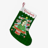 おもしろいなクリスマスのレトロの飲むユーモアの女性のLit スモールクリスマスストッキング (正面 (吊り時))