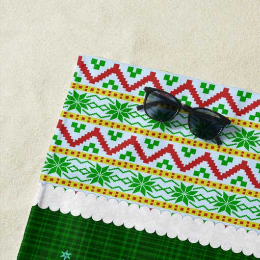 おもしろいなクリスマスのレトロの飲むユーモアの女性のLit ビーチタオル (インサイチュ)