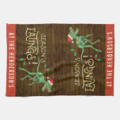 おもしろいなクリスマスのヴェロキラプトルの恐竜の名前をカスタムする キッチンタオル (横)