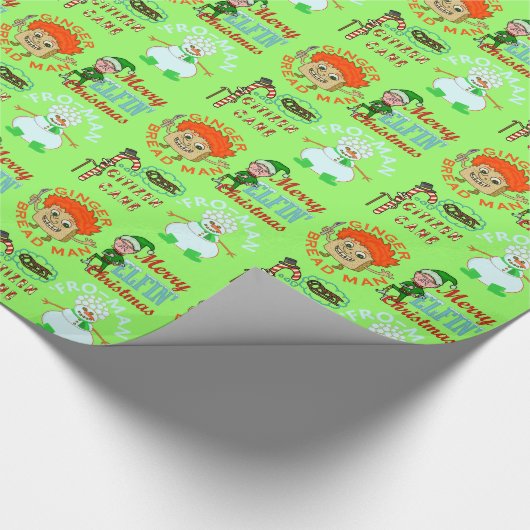 おもしろいなクリスマスの漫画のしゃれのキャラクター ラッピングペーパー (角)