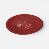 おもしろいなクリスマスの赤いゆっくり進られたトナカイ ペーパープレート (アングル)