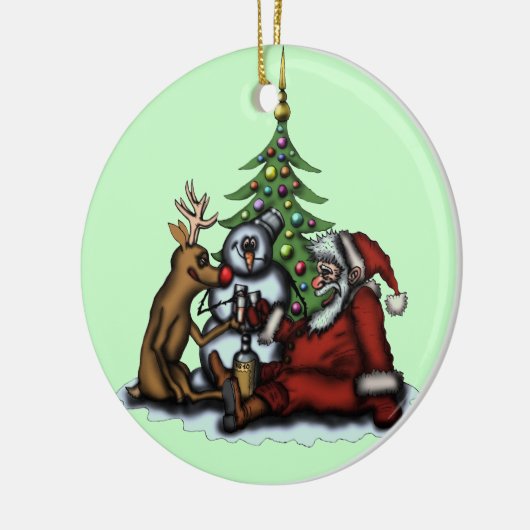 おもしろいなクリスマスの飲むパーティーの木のオーナメント セラミックオーナメント (左)