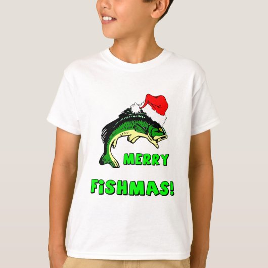 おもしろいなクリスマスの魚釣り Tシャツ (正面)