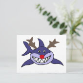 おもしろいなクリスマスの鮫のトナカイ シーズンポストカード (スタンド正面)