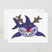 おもしろいなクリスマスの鮫のトナカイ シーズンポストカード (正面/裏面)