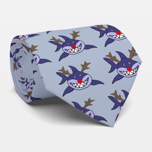 おもしろいなクリスマスの鮫のトナカイ ネクタイ (ロール)