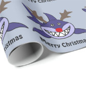 おもしろいなクリスマスの鮫のトナカイ ラッピングペーパー (ロールコーナー)