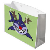 おもしろいなクリスマスの鮫のトナカイ ラージペーパーバッグ (裏面アングル)