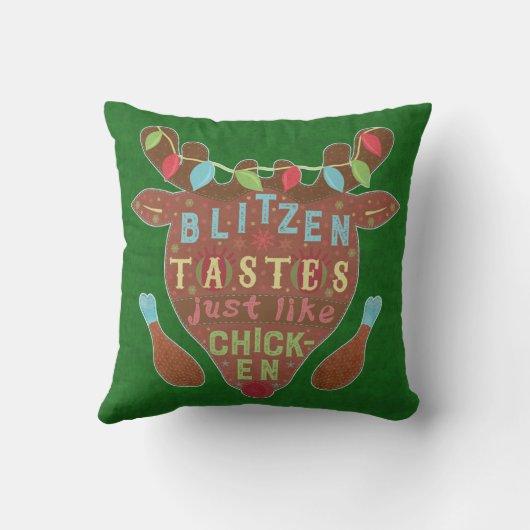 おもしろいなクリスマスのBlitzenの鶏のトナカイのユーモア クッション (裏面)