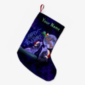 おもしろいなクリスマスのHowlidaysのオオカミのしゃれの名前をカスタムする スモールクリスマスストッキング (正面 (吊り時))