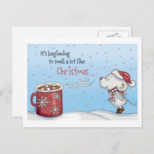 おもしろいなクリスマスカード- aをかぎ始めています シーズンポストカード (正面/裏面)