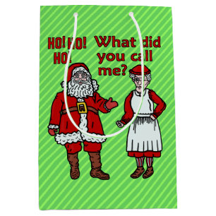 おもしろいなクリスマスサンタクロース及び夫人Holiday Humor ミディアムペーパーバッグ