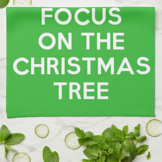 おもしろいなクリスマスツリーの平静そして焦点を保って下さい キッチンタオル (折り畳み)