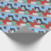 おもしろいなクリスマス猫の黒のタキシードのハト時計 ラッピングペーパー (角)