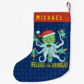 おもしろいなクリスマス解放Kringleサンタクロース スモールクリスマスストッキング (裏面)