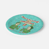 おもしろいなクリスマス・パーティのレトロの大人の飲む休日 ペーパープレート (アングル)