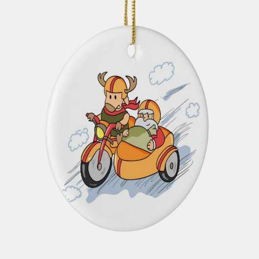 おもしろいなクリスマス、改善されるサンタのそり セラミックオーナメント (右)