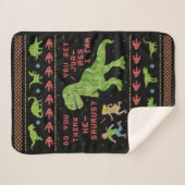 おもしろいなクリスマスTのレックスの恐竜のしゃれのユーモアのフェイクなニット シェルパブランケット (正面(横))