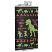 おもしろいなクリスマスTのレックスの恐竜のしゃれのユーモアのフェイクなニット フラスク (右)