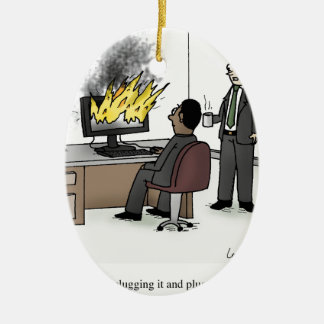 おもしろいなコンピュータおよび技術のオフィスの漫画 セラミックオーナメント
