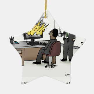 おもしろいなコンピュータおよび技術のオフィスの漫画 セラミックオーナメント