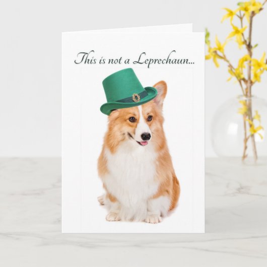おもしろいなコーギーのセントパトリックの日カード カード (黄色い花)