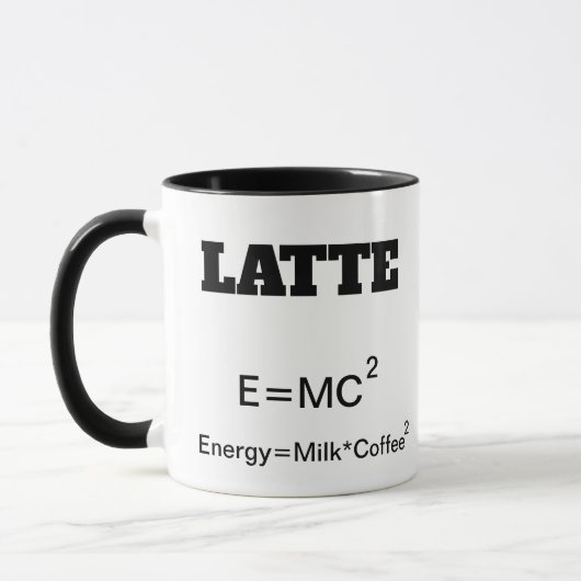 おもしろいなコーヒー・マグ科学のしゃれE=MC2. マグカップ (左)