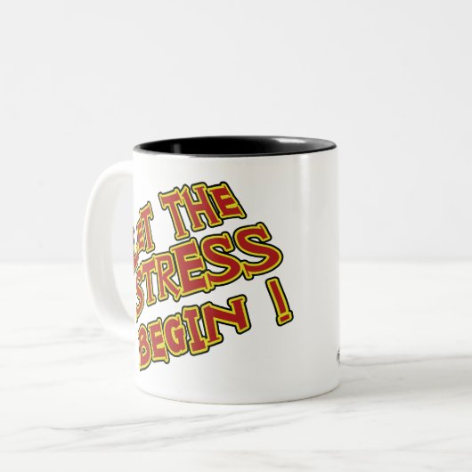 おもしろいなコーヒー・マグ: ストレスが始まるようにして下さい(猫) ツートーンマグカップ (正面左)