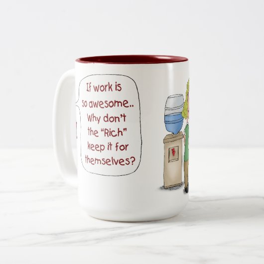 おもしろいなコーヒー・マグ: 仕事がとても素晴らしければ ツートーンマグカップ (正面左)