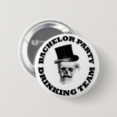 おもしろいなゴシック様式スカルのバチュラーパーティの飲むチーム 缶バッジ (正面&裏面)