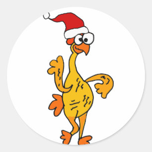 おもしろいなゴム製鶏のクリスマスの漫画 ラウンドシール