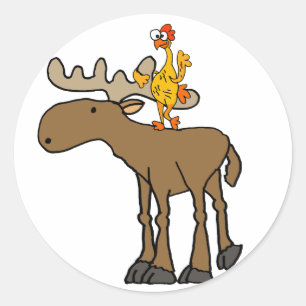おもしろいなゴム製鶏の乗馬のアメリカヘラジカの漫画 ラウンドシール