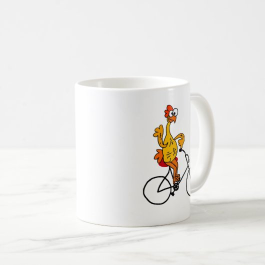 おもしろいなゴム製鶏の乗馬の自転車 コーヒーマグカップ (正面右)