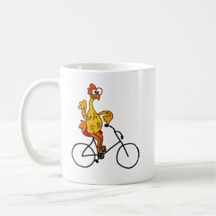 おもしろいなゴム製鶏の乗馬の自転車 コーヒーマグカップ