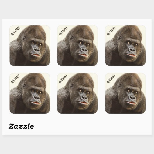 おもしろいなゴリラの名前をカスタムするのステッカー スクエアシール (シート)