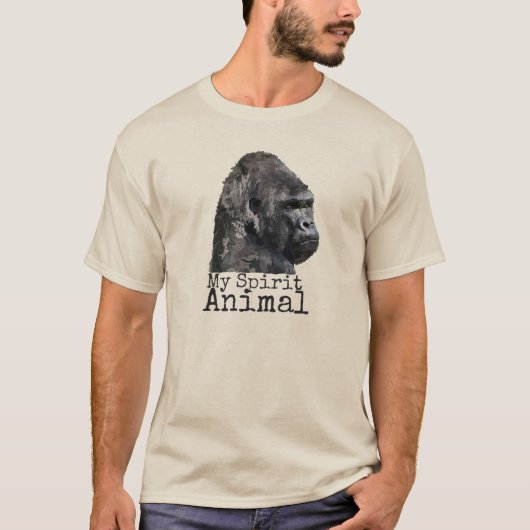 おもしろいなゴリラの精神の動物のサルのユーモアの銀の背部 Tシャツ (正面)