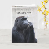 おもしろいなゴリラの誕生日、石のはさみの紙 カード (黄色い花)