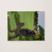 おもしろいなゴルフをするテリア場面のパズル ジグソーパズル (横)