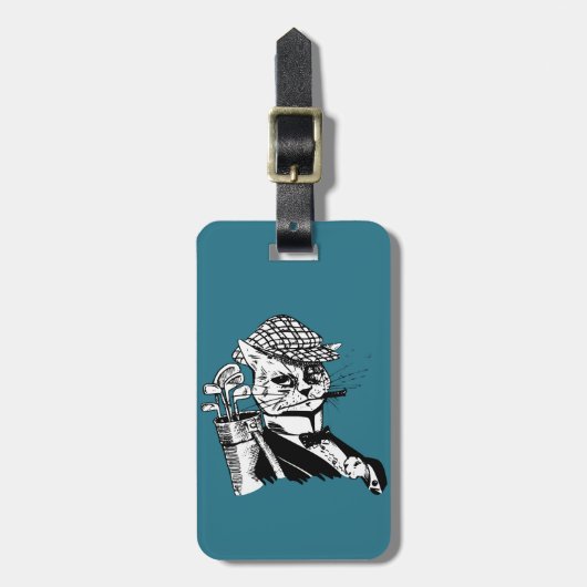 おもしろいなゴルフをする猫 ラゲッジタグ (正面縦)