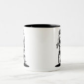 おもしろいなサイクリストのスケッチ-サイクリングのコーヒー・マグ-バイクもしくは自転車に乗る人 ツートーンマグカップ (中央)