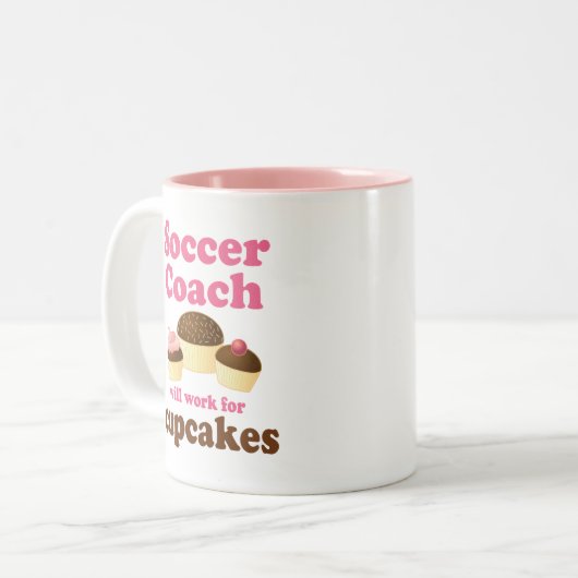 おもしろいなサッカーのコーチ ツートーンマグカップ (正面左)