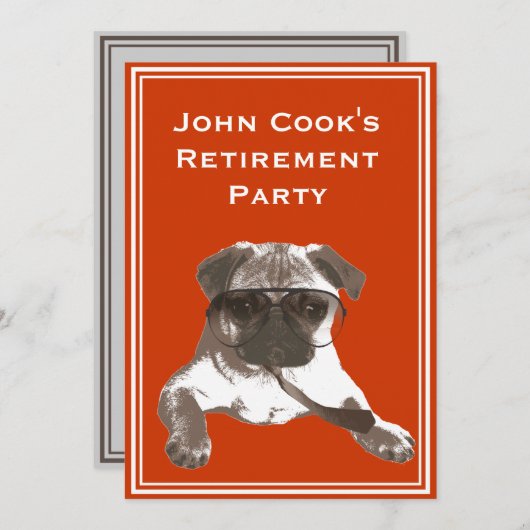 おもしろいなサングラスのパグの退職のパーティの招待状 招待状 (正面/裏面)